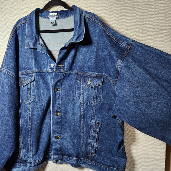 Vintage Made In USA 5XL Blue Denim Trucker Jacket Local 895 USW DFW Texas Logo - Picture 2 of 12